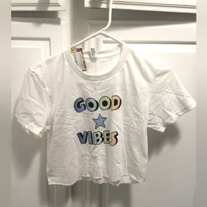 NWT Cory Paige women’s white “Good Vibes” shirt